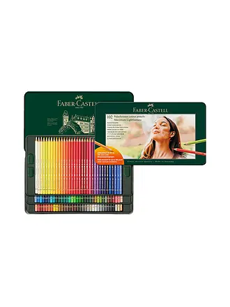 FABER-CASTELL | Crayons de couleur Polychromos 102 pièces, étui en métal | 